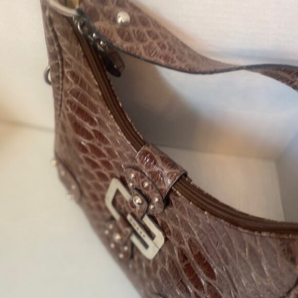 Guess VIntage Y2K Hobo Brown Faux Crocodile Shoulder Bag - Picture 6 of 7
